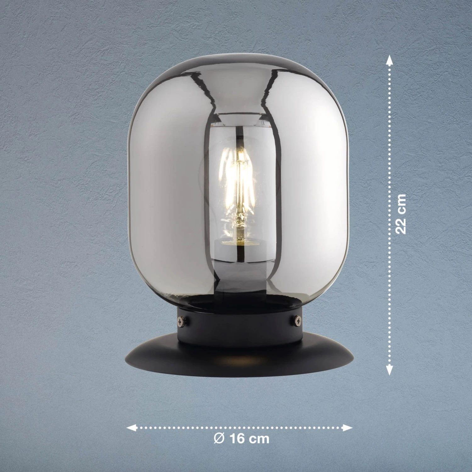 Lámpara De Mesa Regi De Vidrio, Gris Humo 3 Lámpara De Mesa Regi De Vidrio, Gris Humo - Imagen 3