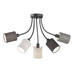 Plafón Koi Con Pantallas Textiles, 5 Luces -Fischer & Honsel 10003927 2