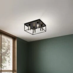 Plafón Iska Con Marco, 4 Luces