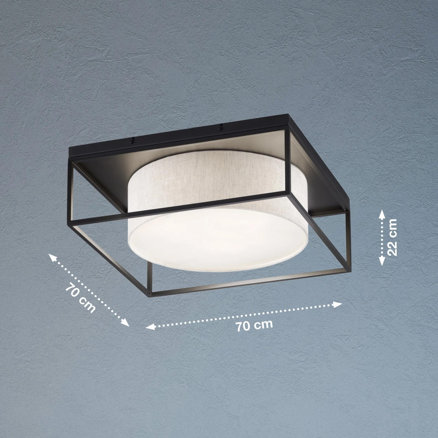 Plafón Carre 70x70cm Pantalla Textil Blanco 1 Plafón Carre 70x70cm Pantalla Textil Blanco