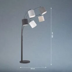 Lámpara De Pie Annecy Pantallas Textiles, 5 Luces 7 Lámpara De Pie Annecy Pantallas Textiles, 5 Luces -Fischer & Honsel 10004358 3