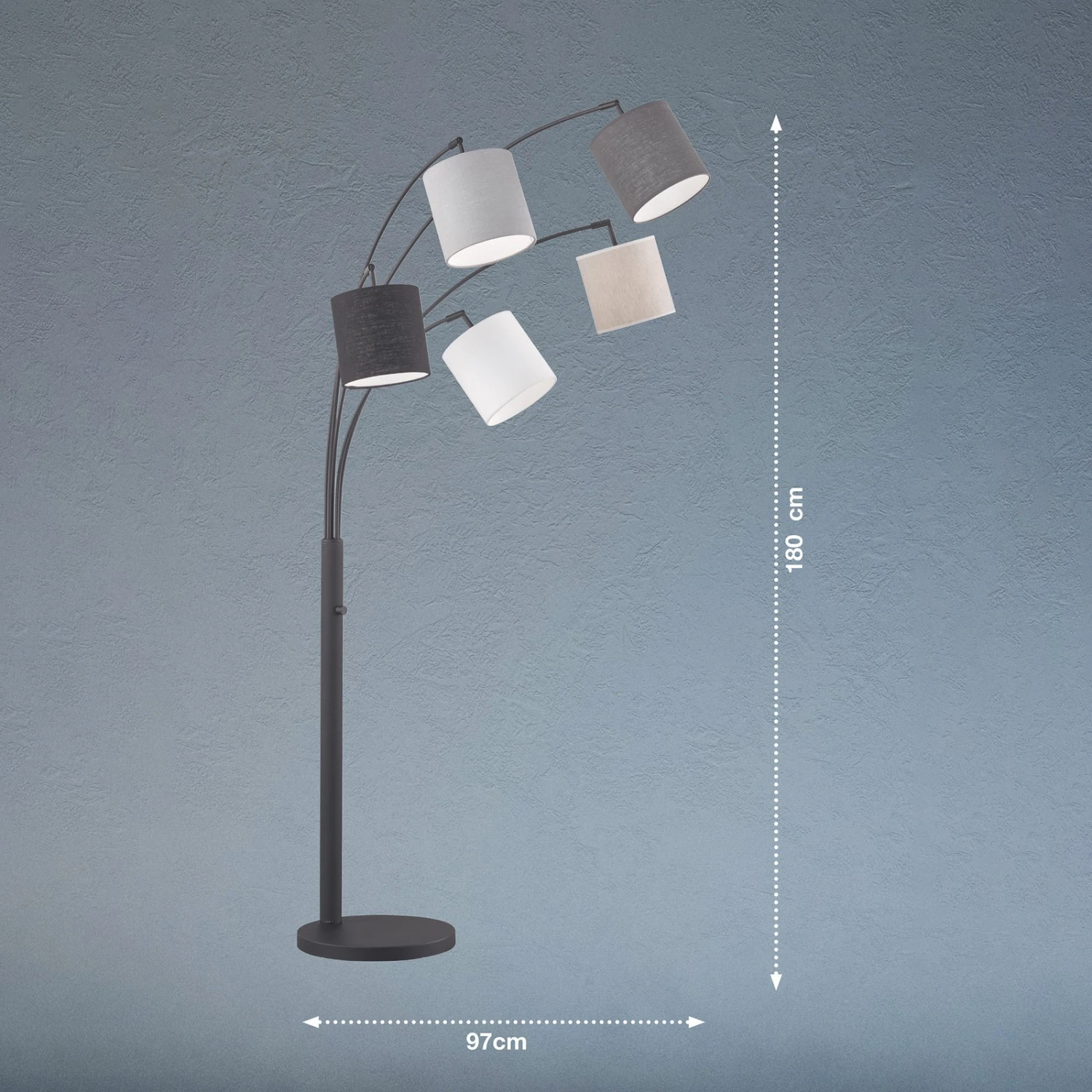 Lámpara De Pie Annecy Pantallas Textiles, 5 Luces 4 Lámpara De Pie Annecy Pantallas Textiles, 5 Luces - Imagen 4
