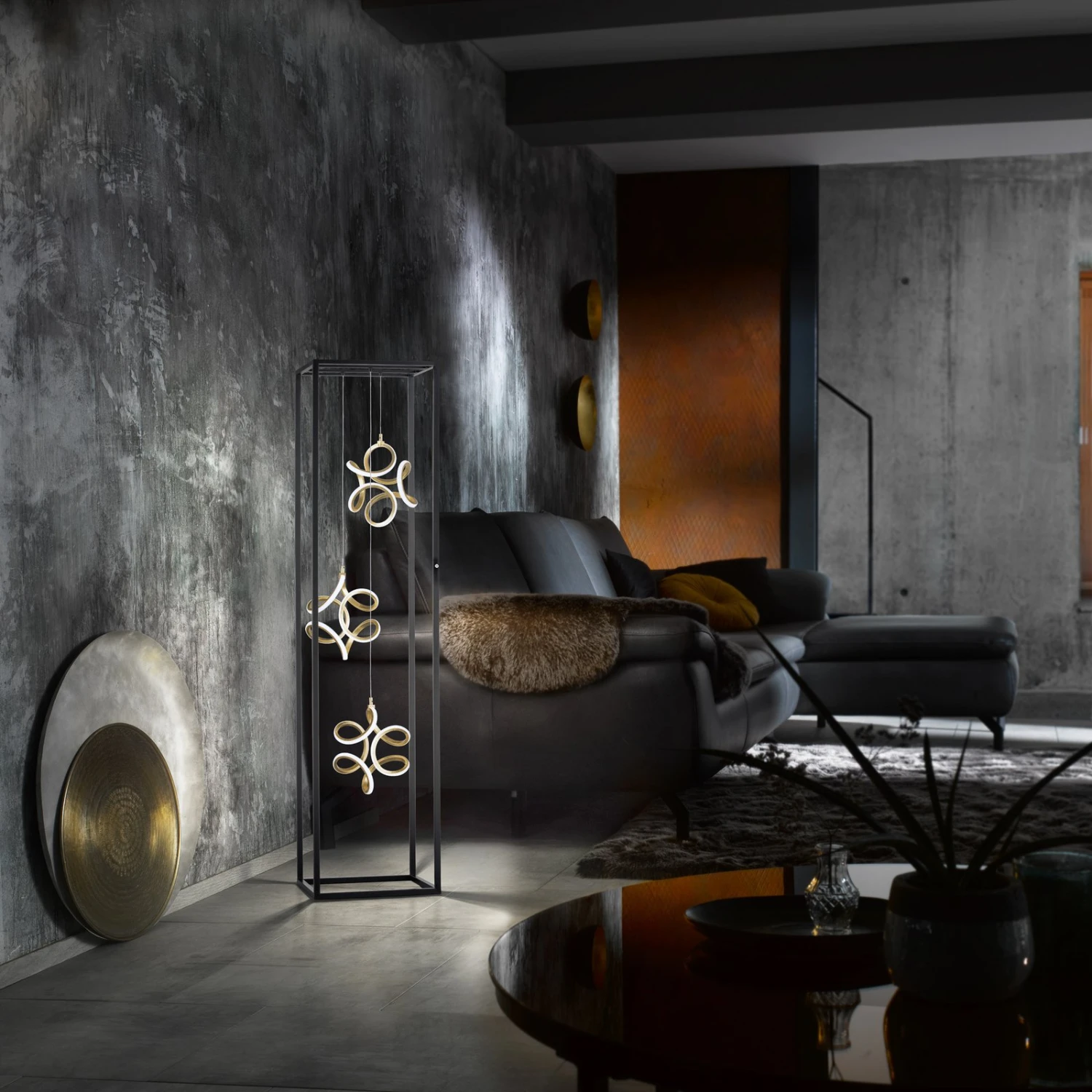 Lámpara De Pie LED Gesa, 3 Elementos Luz En Jaula 1 Lámpara De Pie LED Gesa, 3 Elementos Luz En Jaula