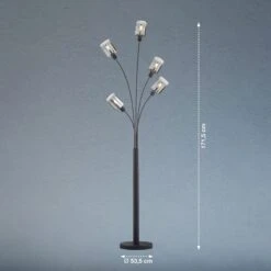 Lámpara De Pie Iska Pantallas De Vidrio, 5 Luces