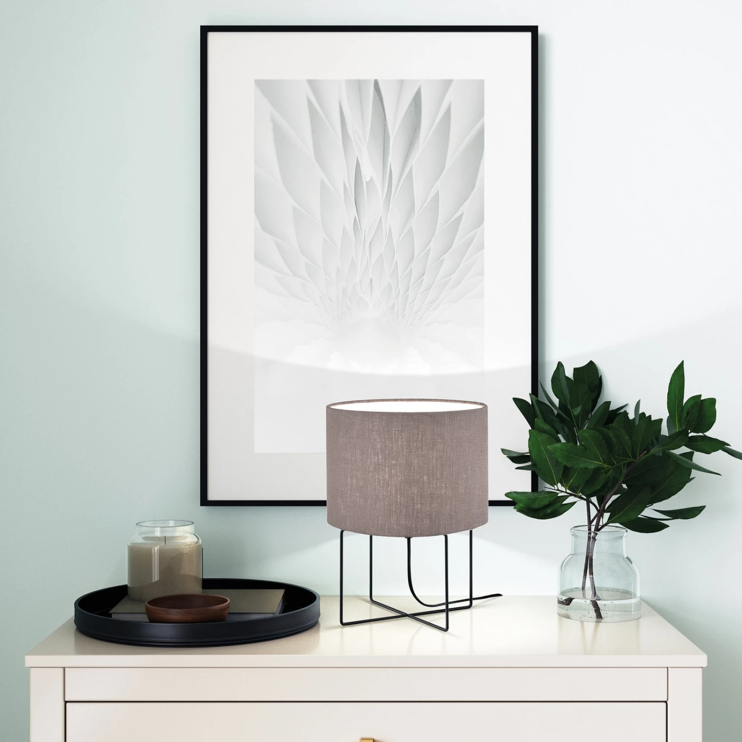 Lámpara De Mesa Java Con Pantalla De Lino Gris 2 Lámpara De Mesa Java Con Pantalla De Lino Gris - Imagen 2