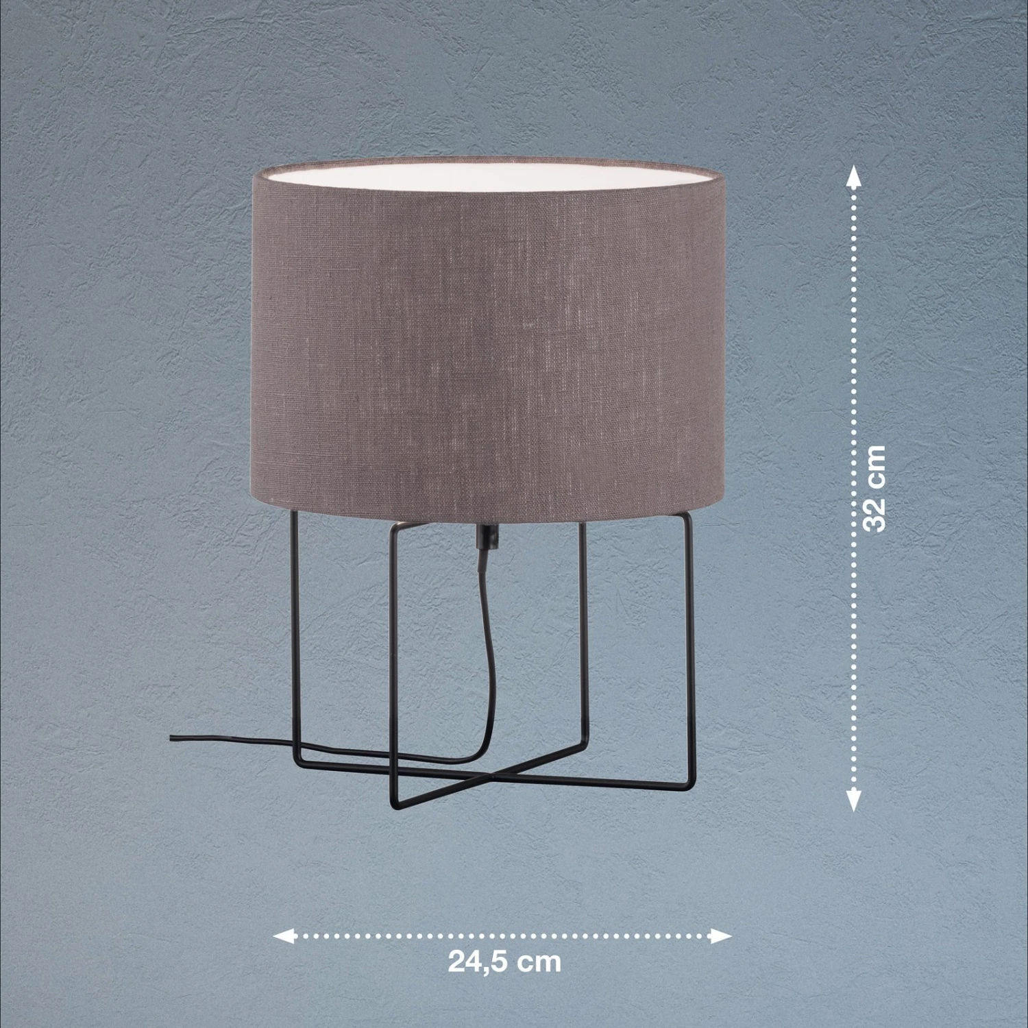 Lámpara De Mesa Java Con Pantalla De Lino Gris 3 Lámpara De Mesa Java Con Pantalla De Lino Gris - Imagen 3