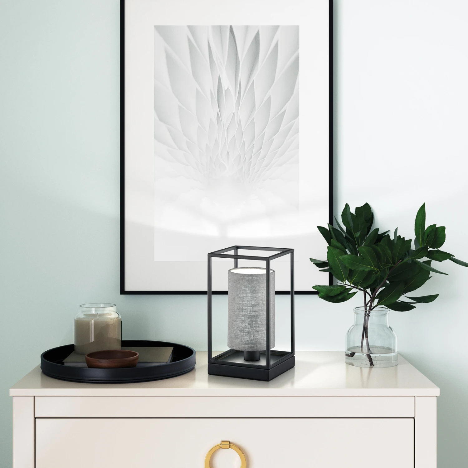 Lámpara De Mesa Gilli Pantalla De Lino Gris 3 Lámpara De Mesa Gilli Pantalla De Lino Gris - Imagen 3