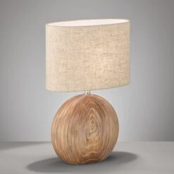 Lámpara Mesa Tobse Color Madera/arena Altura 53 Cm