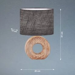 Lámpara De Mesa Hanke Altura 31 Cm Pantalla Gris