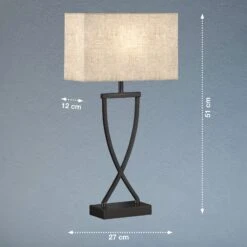 Lámpara Mesa Anni Pantalla Lino Negro Arena/arena