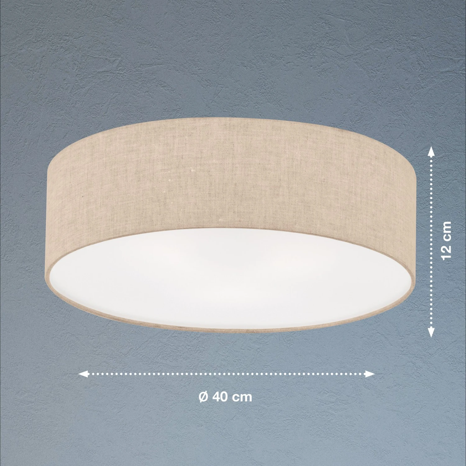 Plafón Textil Thor, Arena, Ø 40cm 3 Plafón Textil Thor, Arena, Ø 40cm - Imagen 3