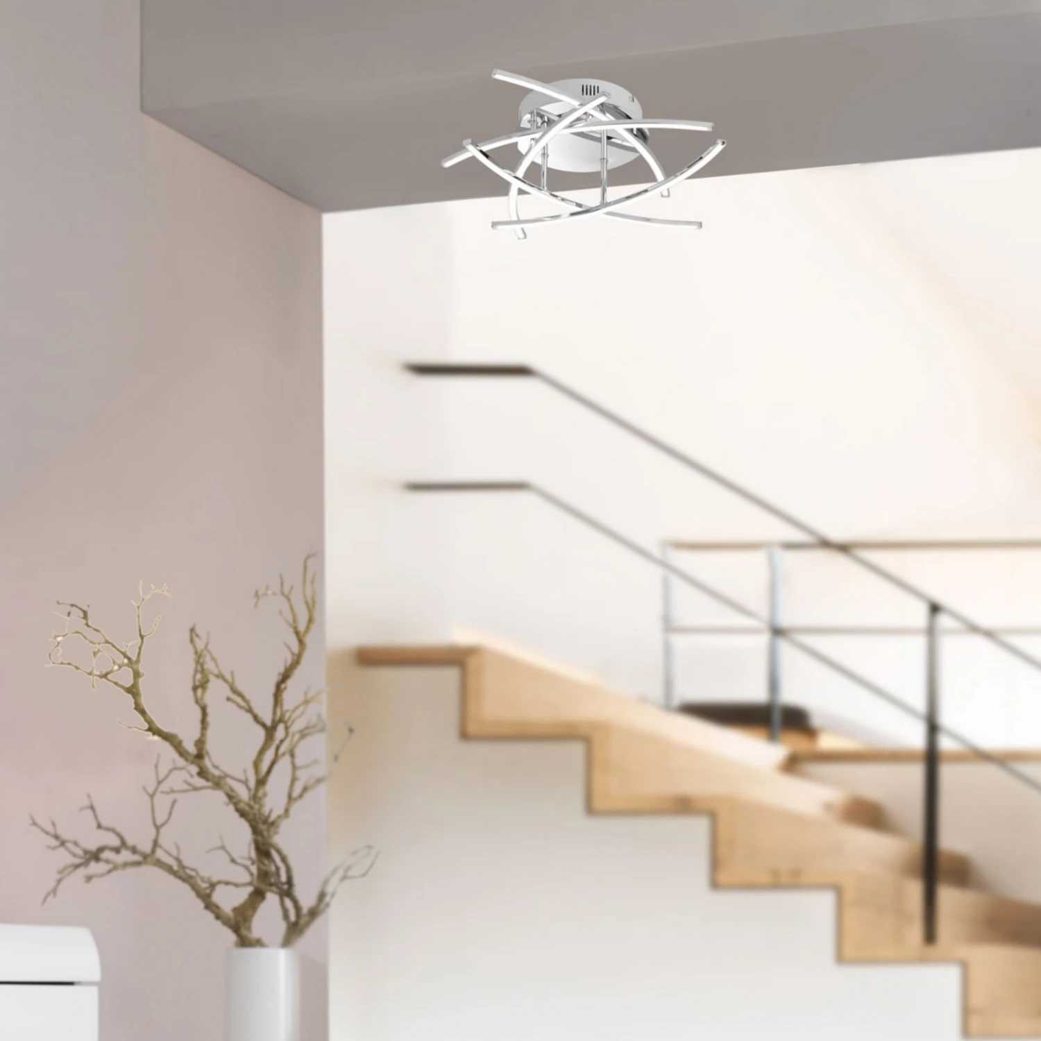 Lámpara LED De Techo Cross 5 Luces, Cromo 2 Lámpara LED De Techo Cross 5 Luces, Cromo - Imagen 2