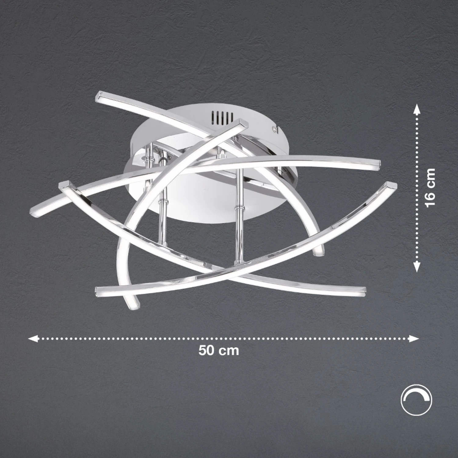 Lámpara LED De Techo Cross 5 Luces, Cromo 4 Lámpara LED De Techo Cross 5 Luces, Cromo - Imagen 4