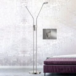 Lámpara De Pie LED Dent, CCT, 2 Luces, Níquel