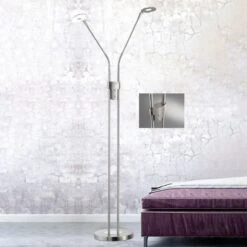 Lámpara De Pie LED Dent, CCT, 2 Luces, Níquel 16 Lámpara De Pie LED Dent, CCT, 2 Luces, Níquel -Fischer & Honsel 4581601 4