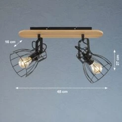 Plafón Die En Aspecto Madera Con 2 Pantallas Jaula -Fischer & Honsel 4581721 2
