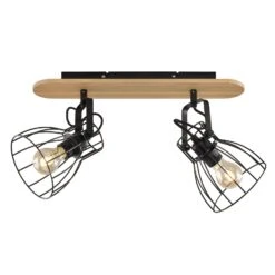 Plafón Die En Aspecto Madera Con 2 Pantallas Jaula