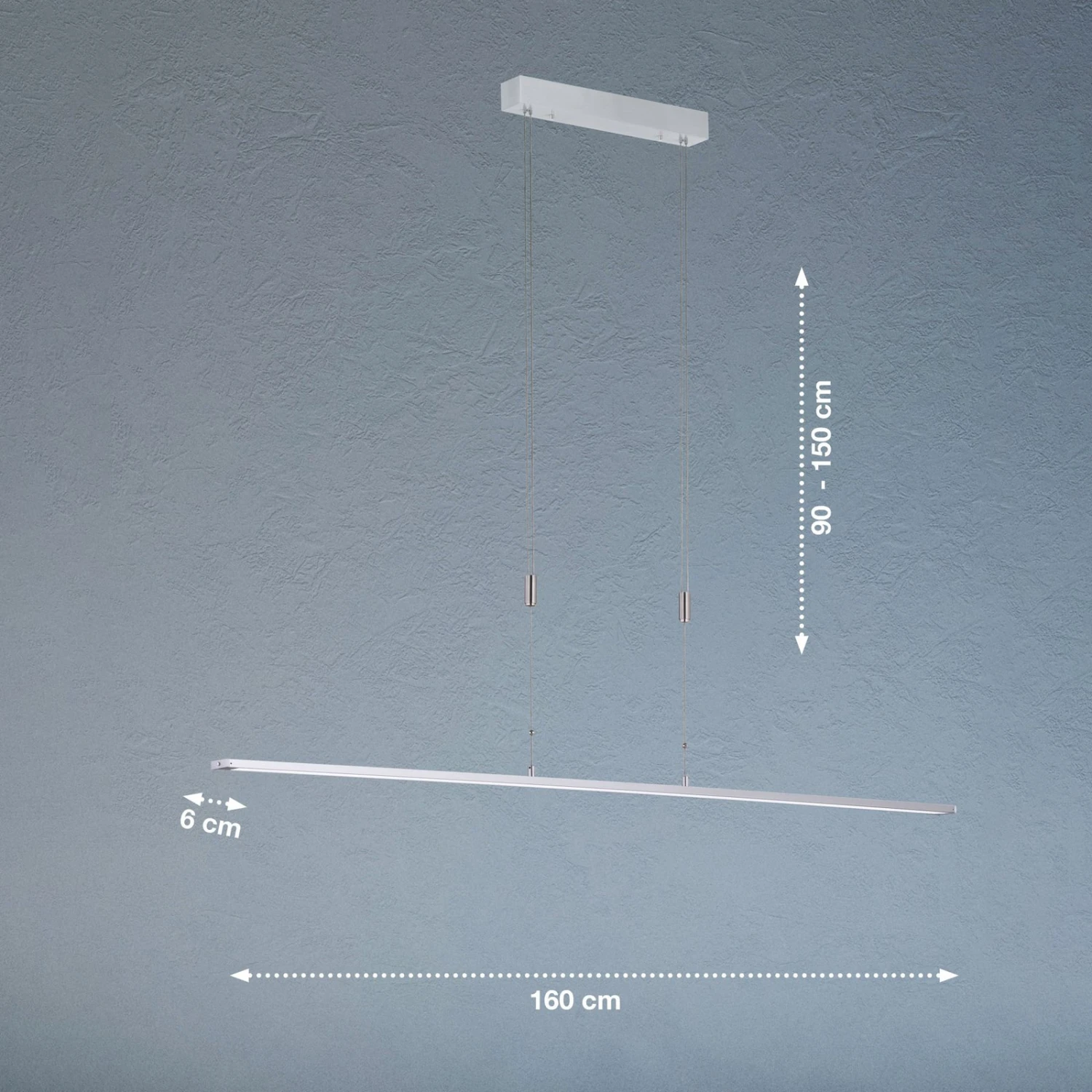 Colgante LED Metz, Dimmer, Largo 160 Cm, Aluminio 6 Colgante LED Metz, Dimmer, Largo 160 Cm, Aluminio - Imagen 6