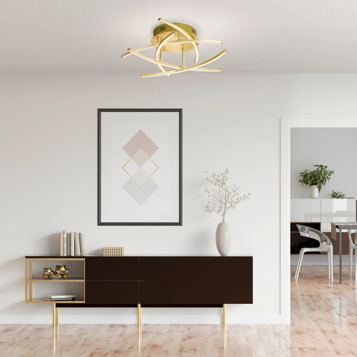 Plafón LED Cross Tunable White, 5 Luces, Latón 5 Plafón LED Cross Tunable White, 5 Luces, Latón - Imagen 5