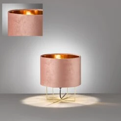 Lámpara De Mesa Aura, Terciopelo, Alto 32 Cm, Rosa