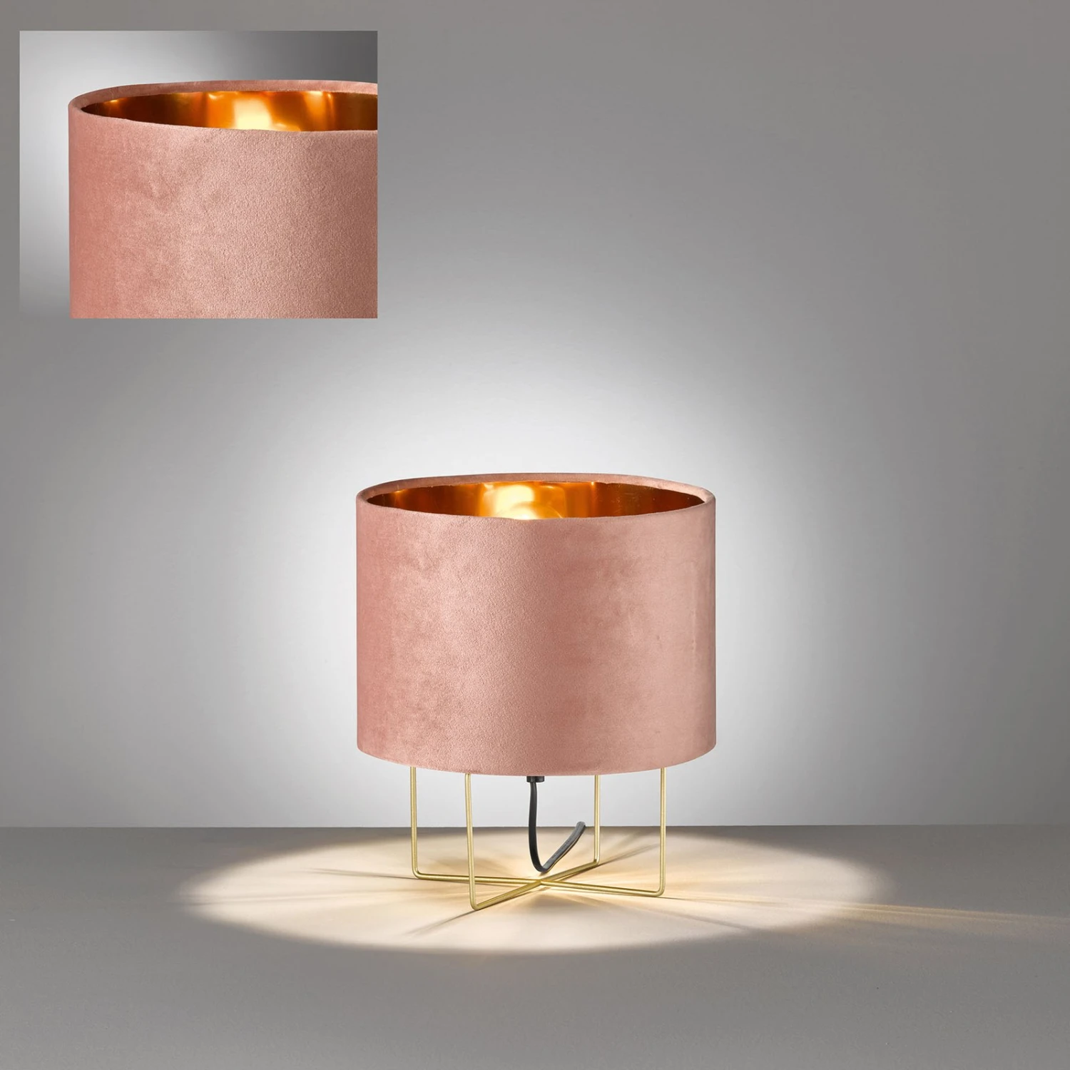 Lámpara De Mesa Aura, Terciopelo, Alto 32 Cm, Rosa 1 Lámpara De Mesa Aura, Terciopelo, Alto 32 Cm, Rosa