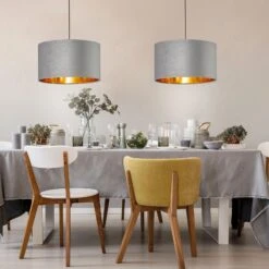 Lámpara Colgante Aura, Terciopelo, Ø 40 Cm, Gris