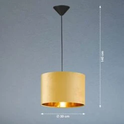 Lámpara Colgante Aura, Terciopelo Ø 30 Cm Amarillo 7 Lámpara Colgante Aura, Terciopelo Ø 30 Cm Amarillo -Fischer & Honsel 4581939 3