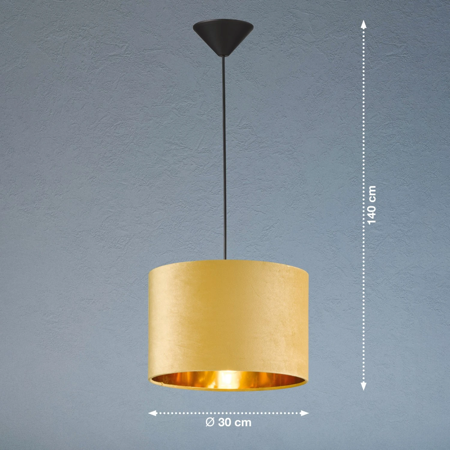 Lámpara Colgante Aura, Terciopelo Ø 30 Cm Amarillo 4 Lámpara Colgante Aura, Terciopelo Ø 30 Cm Amarillo - Imagen 4