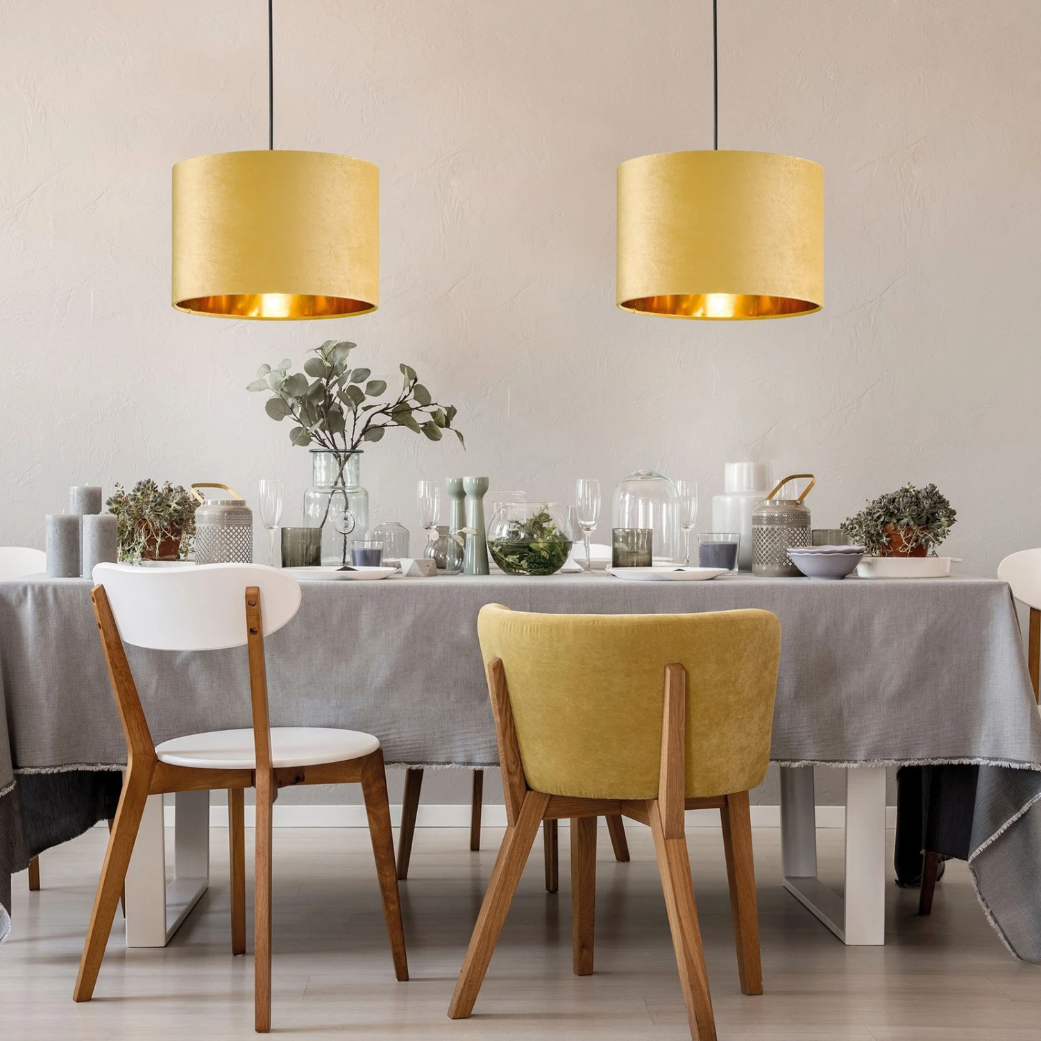 Lámpara Colgante Aura, Terciopelo Ø 30 Cm Amarillo 1 Lámpara Colgante Aura, Terciopelo Ø 30 Cm Amarillo