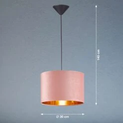 Lámpara Colgante Aura, Terciopelo, Ø 30 Cm, Rosa -Fischer & Honsel 4581940 3