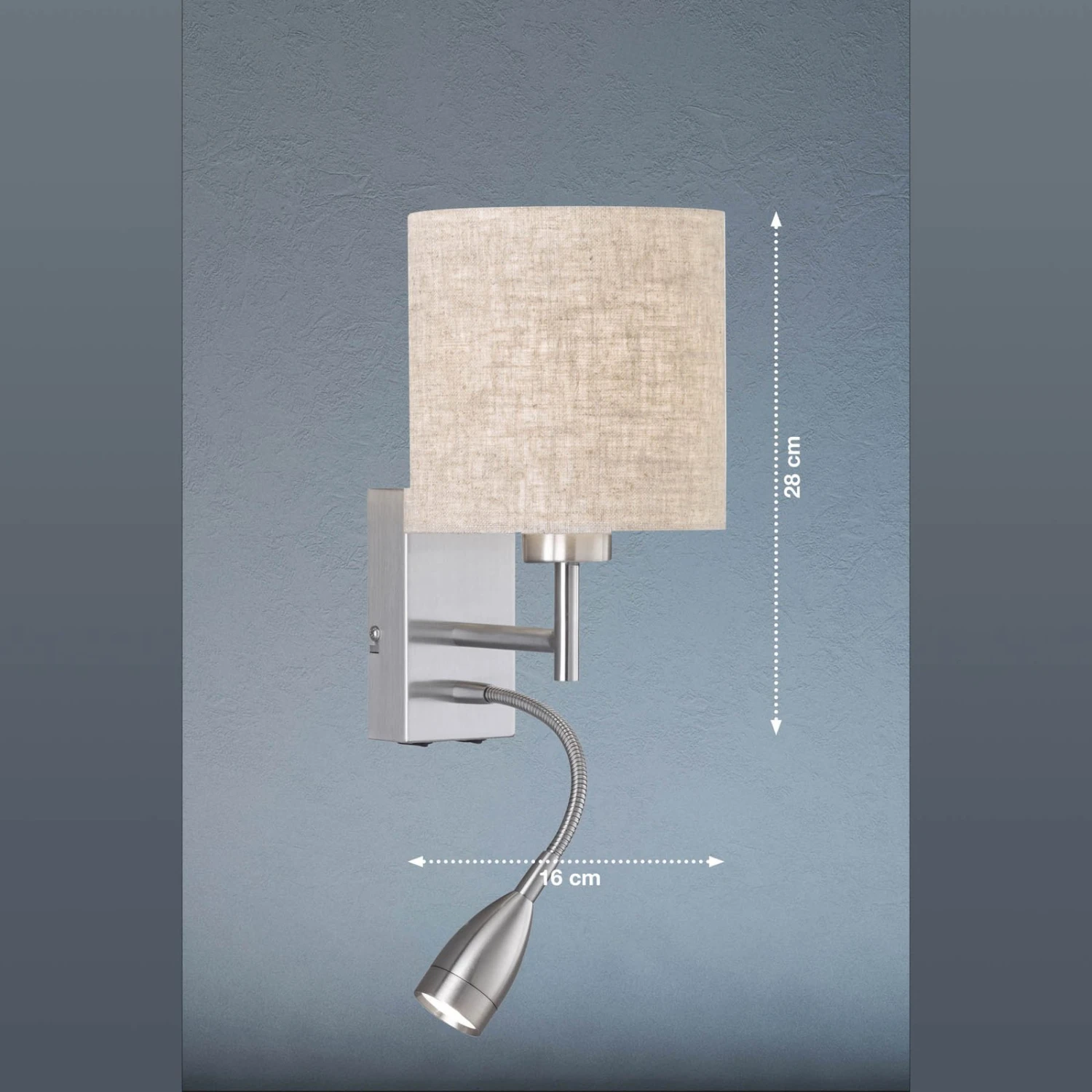 Aplique Dreamer Lectura Níquel/lino Blanco 3 Aplique Dreamer Lectura Níquel/lino Blanco - Imagen 3