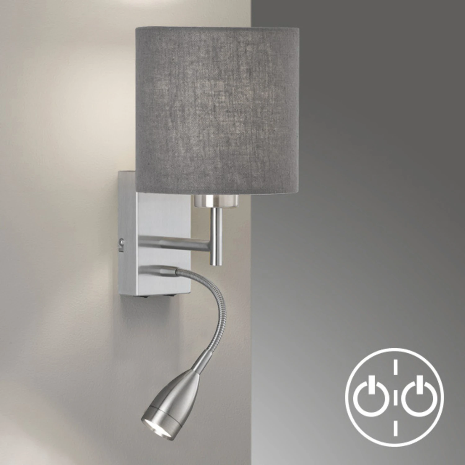 Aplique Dreamer Brazo De Lectura Níquel/lino Gris 2 Aplique Dreamer Brazo De Lectura Níquel/lino Gris - Imagen 2