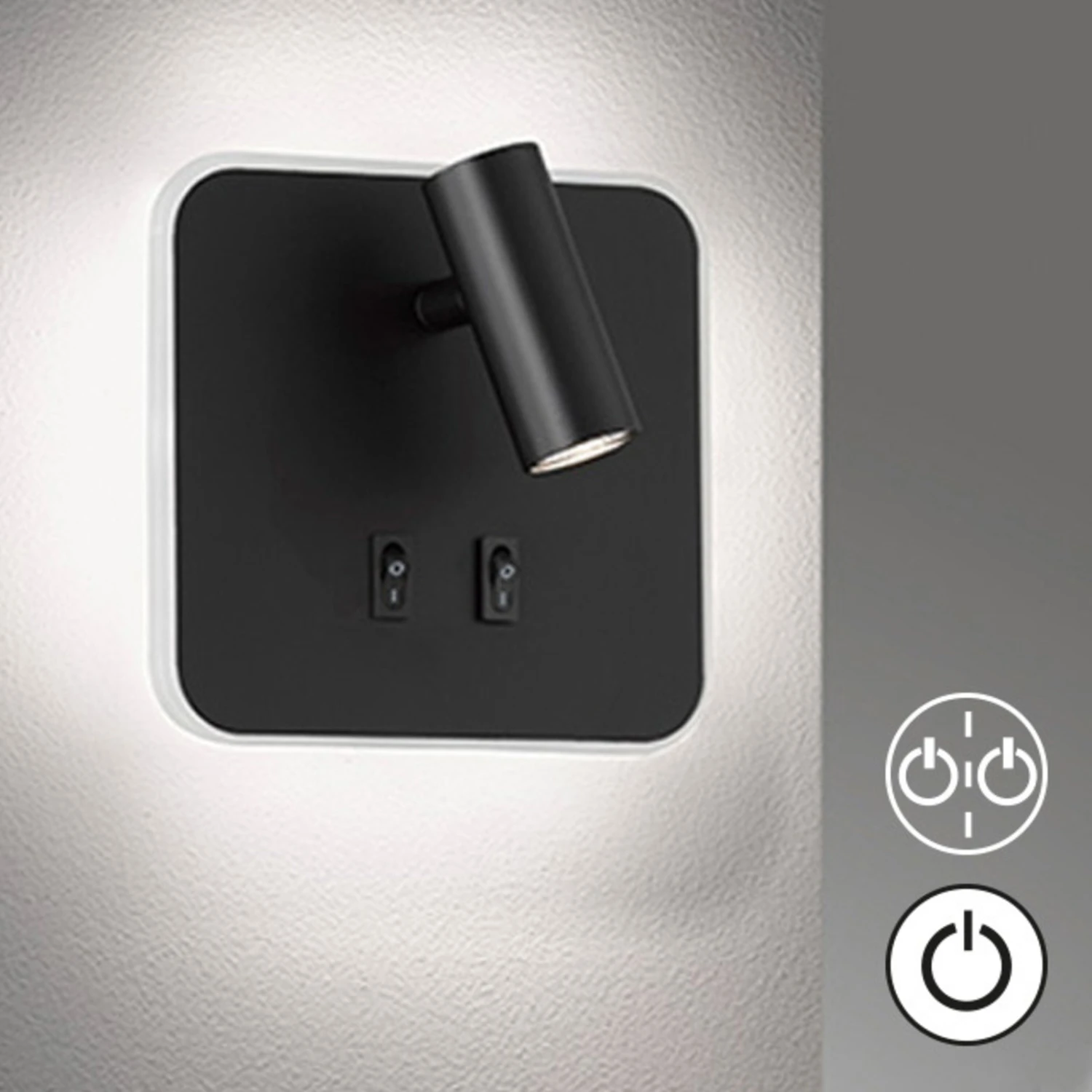 Aplique LED Mila Con 2 Interruptores, Negro Mate 4 Aplique LED Mila Con 2 Interruptores, Negro Mate - Imagen 4