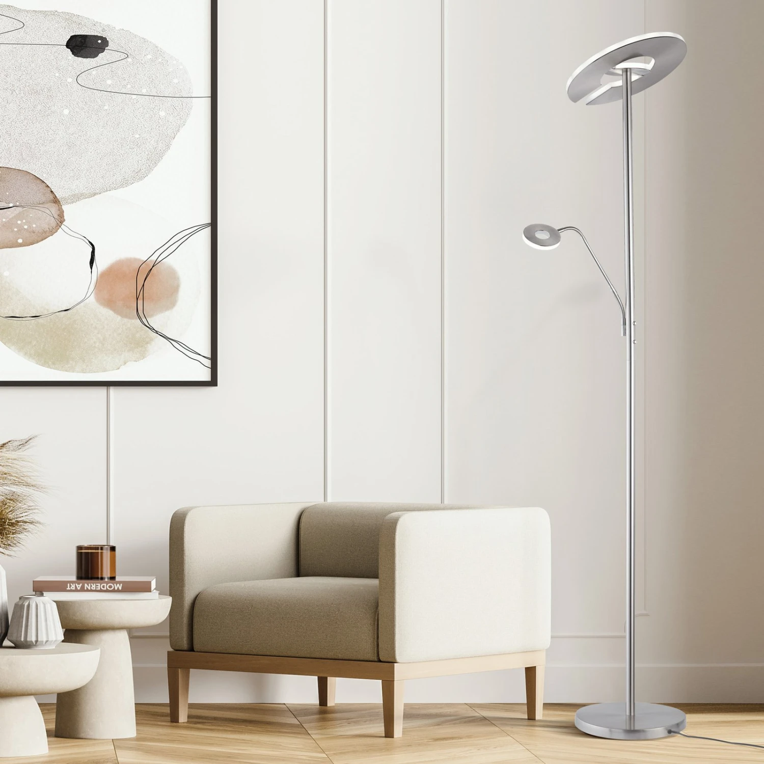 Lámpara LED De Pie Dent Brazo Lectura, CCT, Níquel 5 Lámpara LED De Pie Dent Brazo Lectura, CCT, Níquel - Imagen 5