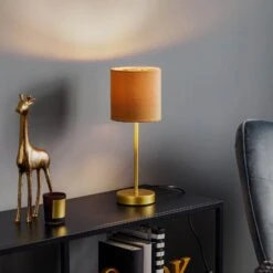 Lámpara De Mesa Aura, Pie Oro, Amarillo/oro