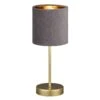 Lámpara De Mesa Aura, Pie Oro, Pantalla Gris/oro