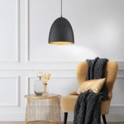 Lámpara Colgante Mylon, Negro/oro, Semiovalado 7 Lámpara Colgante Mylon, Negro/oro, Semiovalado -Fischer & Honsel 4582033 2