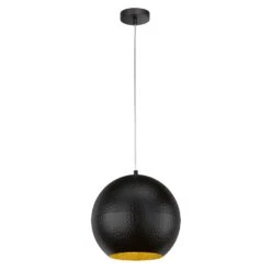 Lámpara Colgante Mylon, Negro/oro, Esférica