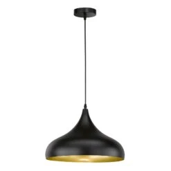 Lámpara Colgante Poncho, Negro/oro, Forma Cebolla