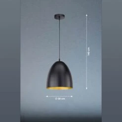 Lámpara Colgante Poncho, Negro/oro, Semiovalado -Fischer & Honsel 4582037 2