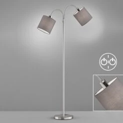 Lámpara De Pie Cozy, 2 Luces, Chintz, Níquel/gris 8 Lámpara De Pie Cozy, 2 Luces, Chintz, Níquel/gris -Fischer & Honsel 4582048 3