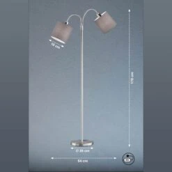 Lámpara De Pie Cozy, 2 Luces, Chintz, Níquel/gris 9 Lámpara De Pie Cozy, 2 Luces, Chintz, Níquel/gris -Fischer & Honsel 4582048 4