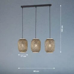Lámpara Colgante Hummel De Bambú, 3 Luces -Fischer & Honsel 4582059 2