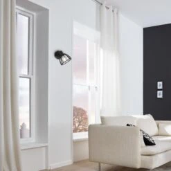 Foco De Pared Tilda De Madera, Negro, 1 Luz -Fischer & Honsel 4582061 2