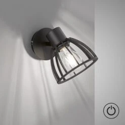 Foco De Pared Tilda De Madera, Negro, 1 Luz