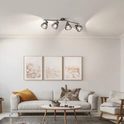 Foco De Techo Tilda De Madera, 4 Luces -Fischer & Honsel 4582064 4